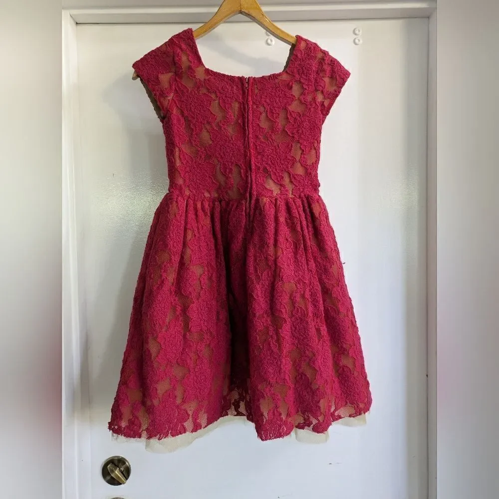 Joyfolie Mia Joy Lacy Petticoat Dress in Burgundy Girls Size 10
